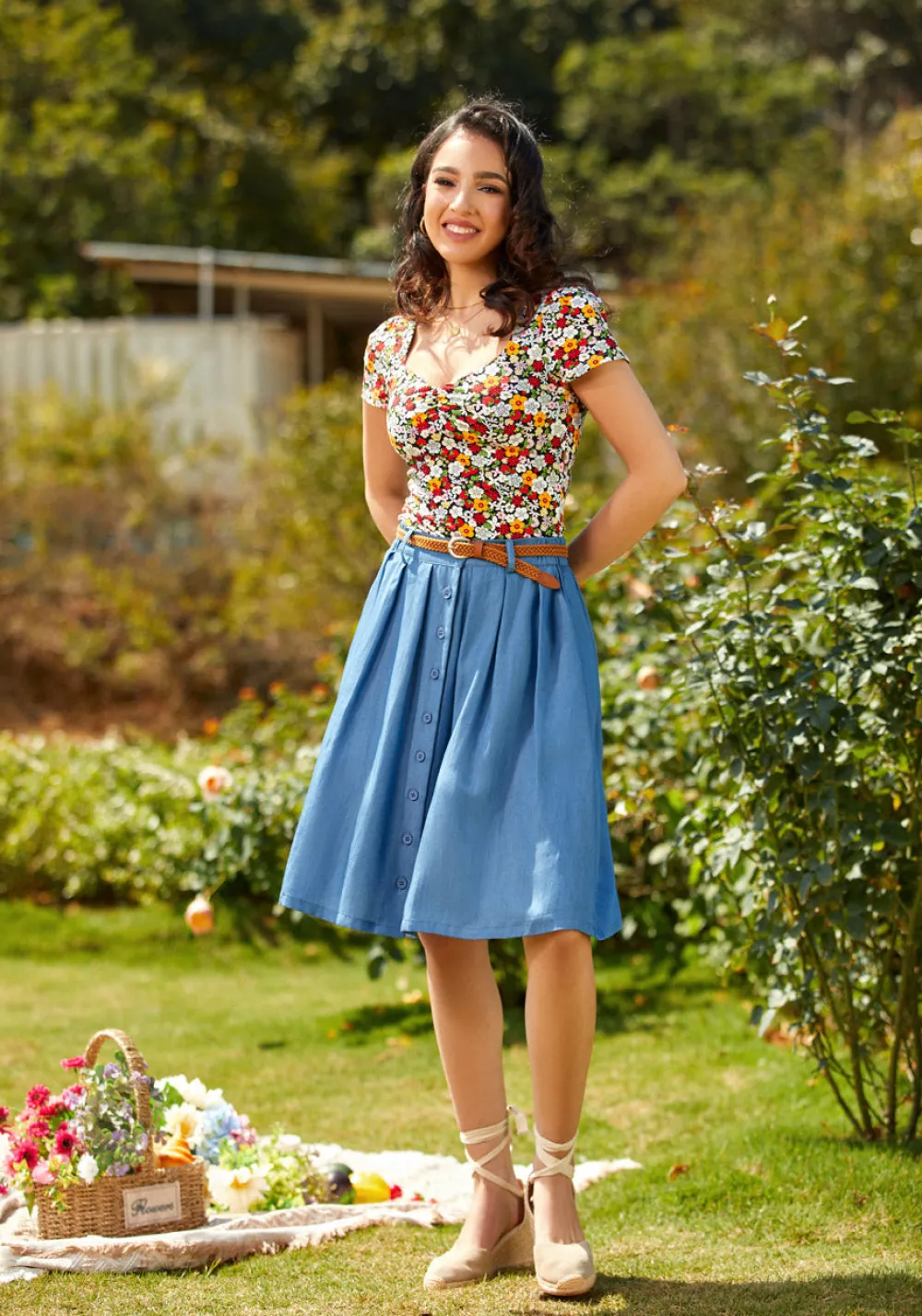 ModCloth Sweet Thing Square Neck Top Floral Clearance