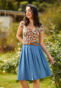 ModCloth Sweet Thing Square Neck Top Floral Clearance