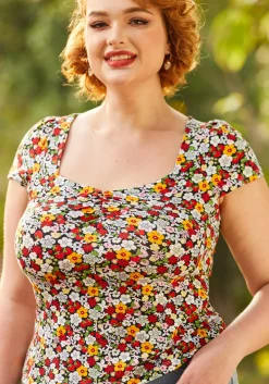 ModCloth Sweet Thing Square Neck Top Floral Clearance