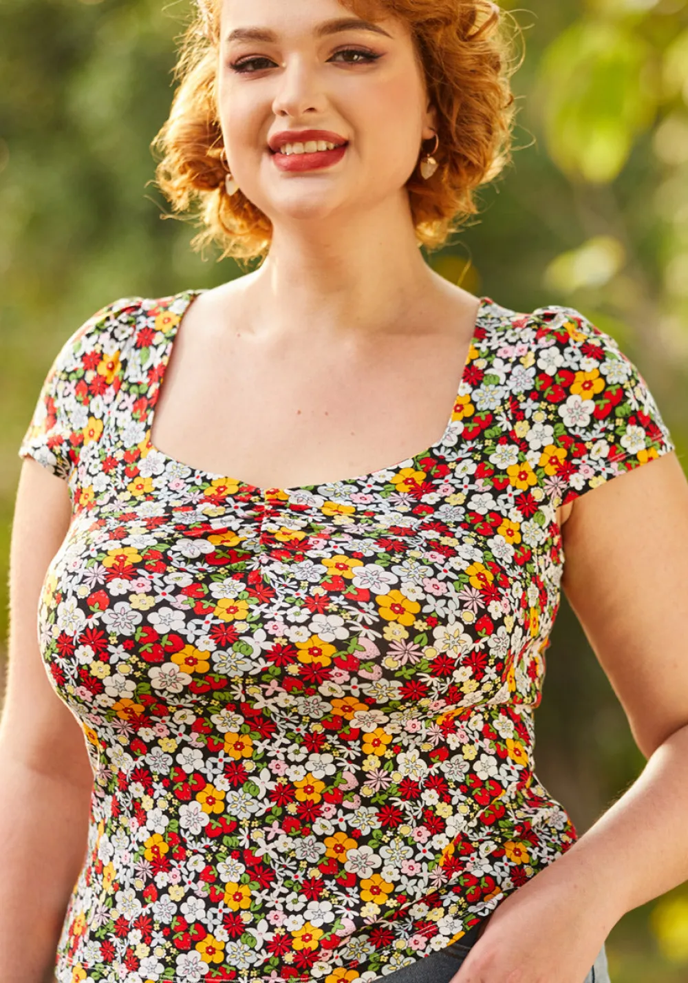 ModCloth Sweet Thing Square Neck Top Floral Clearance