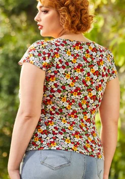 ModCloth Sweet Thing Square Neck Top Floral Clearance