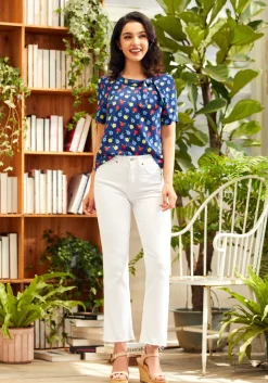 ModCloth Taken To Traveling Blouse Blue Best