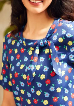 ModCloth Taken To Traveling Blouse Blue Best