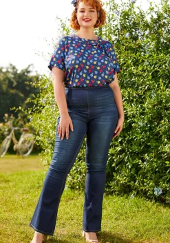 ModCloth Taken To Traveling Blouse Blue Best