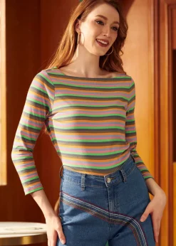 Tastefully Timeless Boatneck Tee Over the Rainbow New