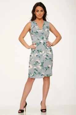 Teal & Grey Floral Wiggle Dress Sale