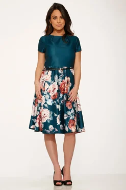 Teal Comcast Floral Dress