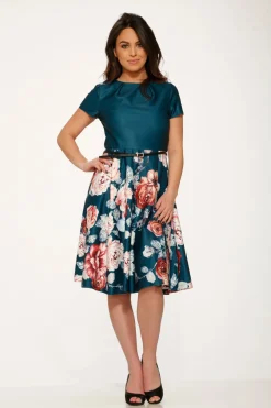 Teal Comcast Floral Dress