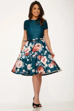 Teal Comcast Floral Dress