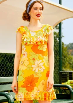 ModCloth That Tropical 'Frilling' Mesh Mini Dress Honolulu Floral Discount