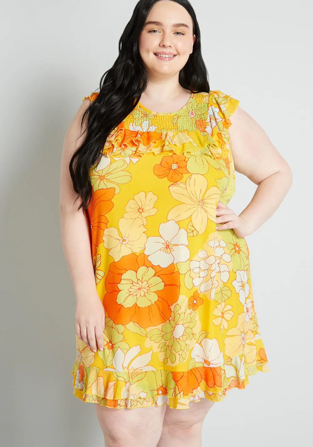ModCloth That Tropical 'Frilling' Mesh Mini Dress Honolulu Floral Discount