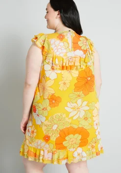 ModCloth That Tropical 'Frilling' Mesh Mini Dress Honolulu Floral Discount