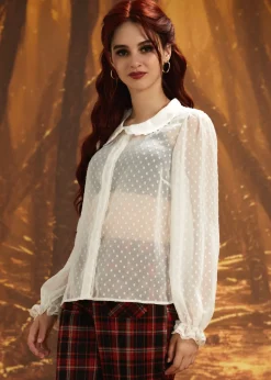 The Amorette Blouse Alabaster Dot Clearance