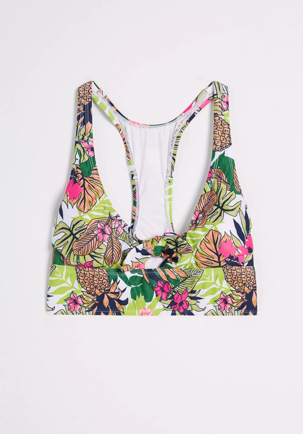 Fortune Swimwear, LLC The Annika Crop Bikini Top Green Pineapple Floral