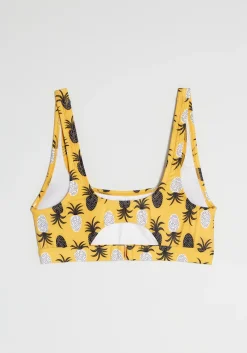 ModCloth The Billie Crop Bikini Top Yellow Pineapples Clearance