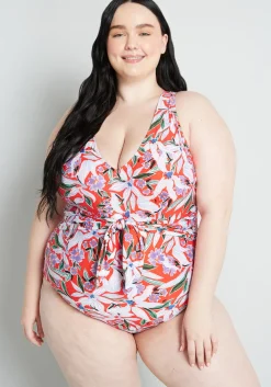 ModCloth The Bonita One-Piece Swimsuit Red Floral
