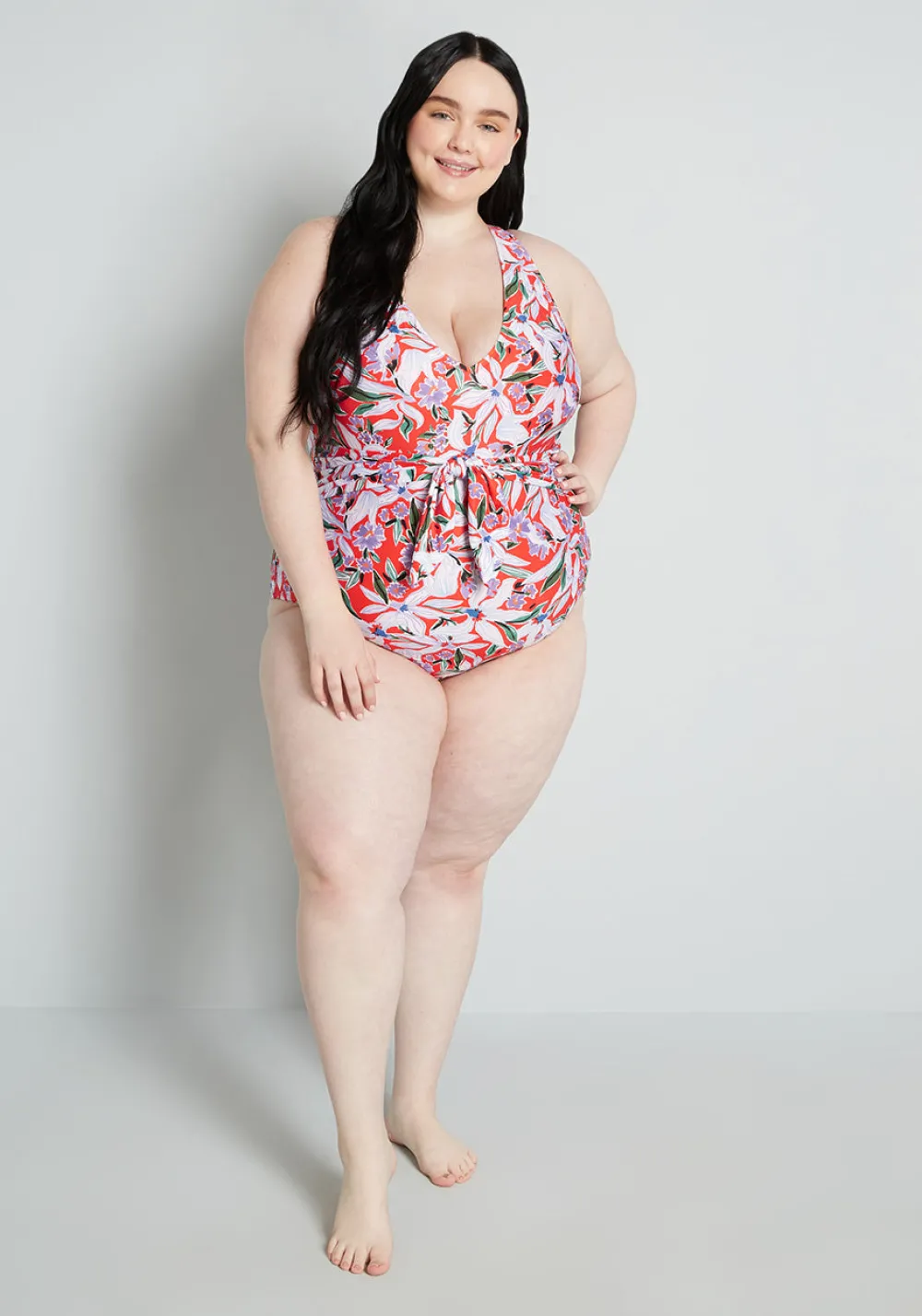 ModCloth The Bonita One-Piece Swimsuit Red Floral