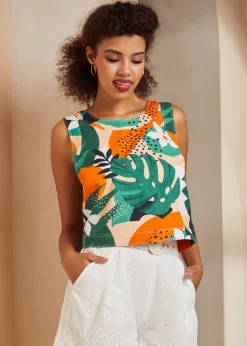 The Breezy Backdrop Top Monstera Marmalade Discount