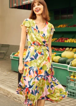 BTC The Brushstroke Breeze Wrap Dress Flora Outlet