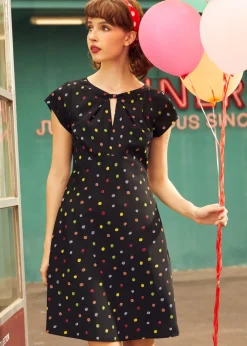 The Dot Dot Diner Dress Black Polka Hot