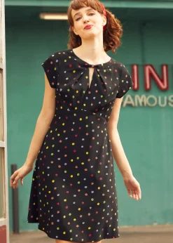 The Dot Dot Diner Dress Black Polka Hot