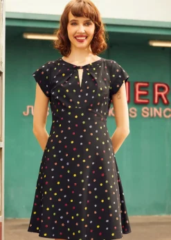 The Dot Dot Diner Dress Black Polka Hot
