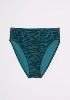Fortune Swimwear, LLC The Franky High-Waisted Bikini Bottom Blue Zebra Hot