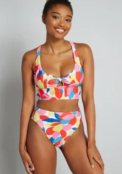 ModCloth The Franky High-Waisted Bikini Bottom Multi Floral