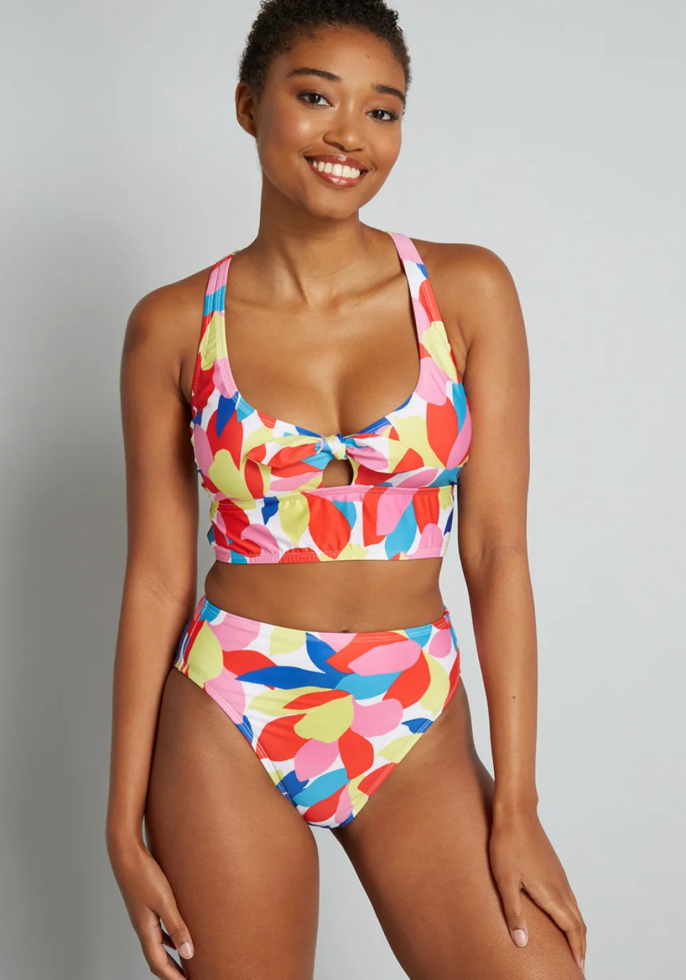 ModCloth The Franky High-Waisted Bikini Bottom Multi Floral