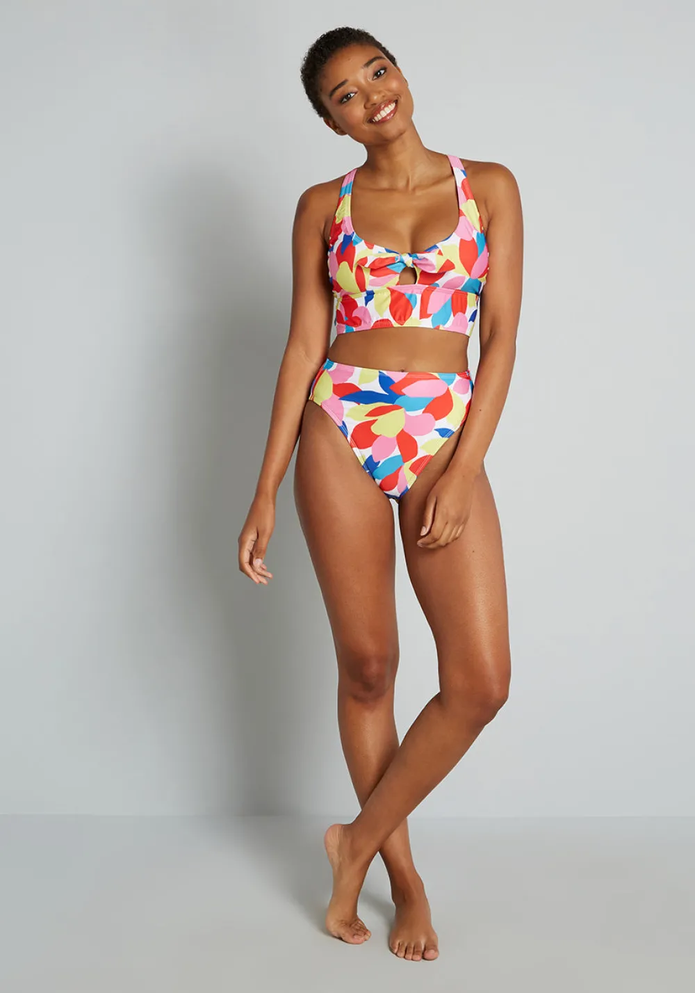 ModCloth The Franky High-Waisted Bikini Bottom Multi Floral