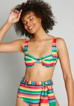 ModCloth The Garbo Underwire Bikini Top Multi Stripes Discount