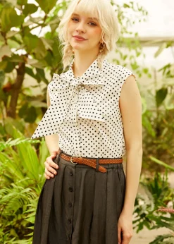 The Garden Stroll Bow Blouse Black Dot Hot