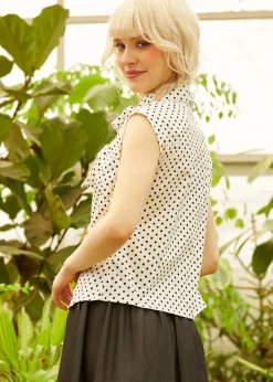 The Garden Stroll Bow Blouse Black Dot Hot
