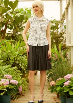 The Garden Stroll Bow Blouse Black Dot Hot
