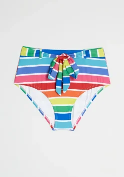 ModCloth The JoJo High-Waisted Bikini Bottom Rainbow Stripes Hot