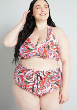 ModCloth The JoJo High-Waisted Bikini Bottom Red Floral Best
