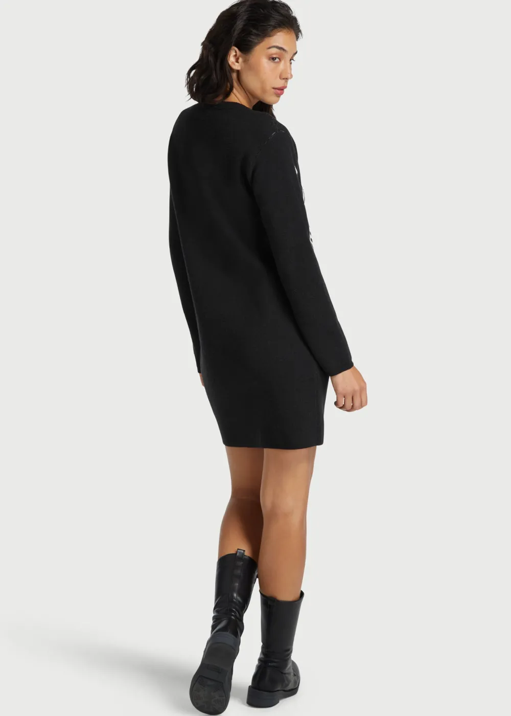 ModCloth The Love Remains Sweater Dress Black Skelly Discount
