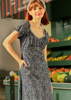 The Orchard Waltz Midi Dress Black Floral