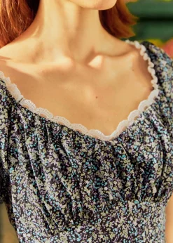 The Orchard Waltz Midi Dress Black Floral