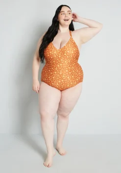 ModCloth The Peggy One-Piece Swimsuit Mustard Cheetah Outlet