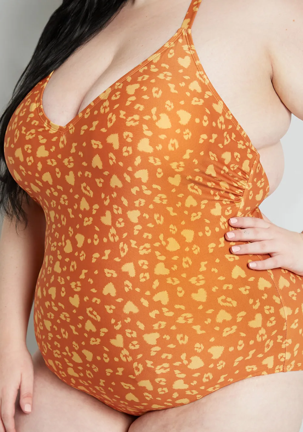 ModCloth The Peggy One-Piece Swimsuit Mustard Cheetah Outlet