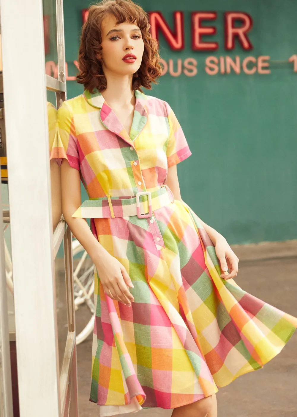 BTC The Soda Fountain Sweetheart Dress Pink Plaid Hot