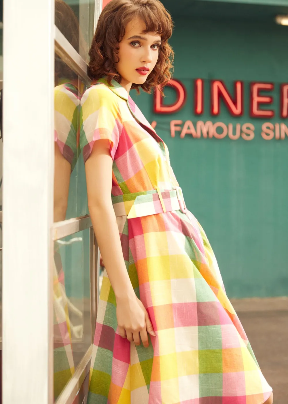 BTC The Soda Fountain Sweetheart Dress Pink Plaid Hot