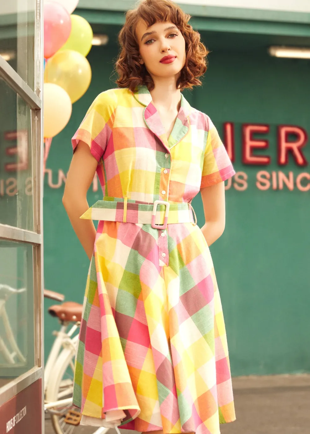 BTC The Soda Fountain Sweetheart Dress Pink Plaid Hot