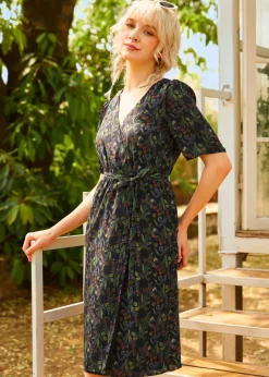 The Sunday Soirée Faux Wrap Dress Black Floral
