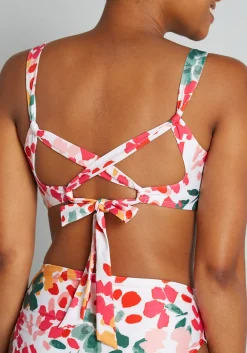 ModCloth The Tatianna Bikini Top White Floral Clearance