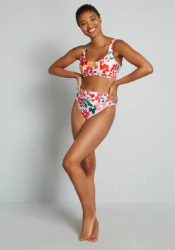 ModCloth The Tatianna Bikini Top White Floral Clearance