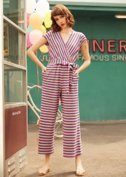 The Twist & Stripe Jumpsuit Rainbow Stripe Outlet