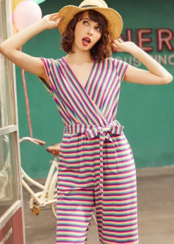 The Twist & Stripe Jumpsuit Rainbow Stripe Outlet