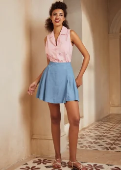 The Twist & Tie Skort Washed Indigo Clearance